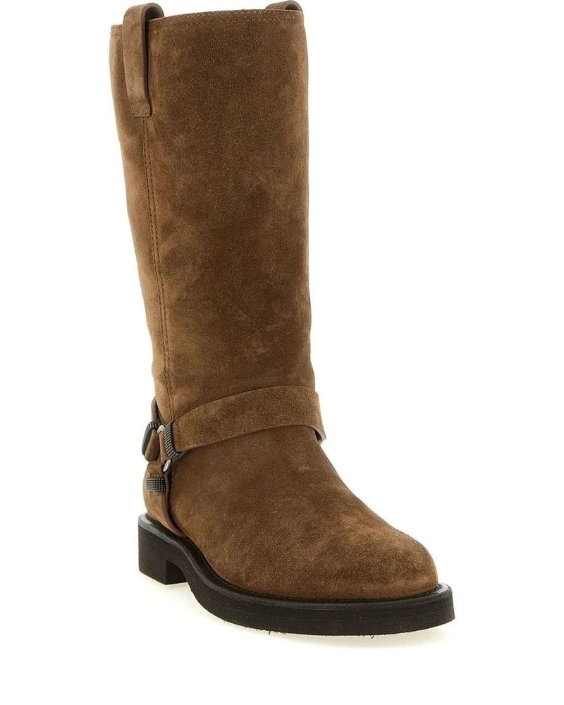 Brunello Cucinelli Knee High Boots in brown, Calfskin Leather — view 2