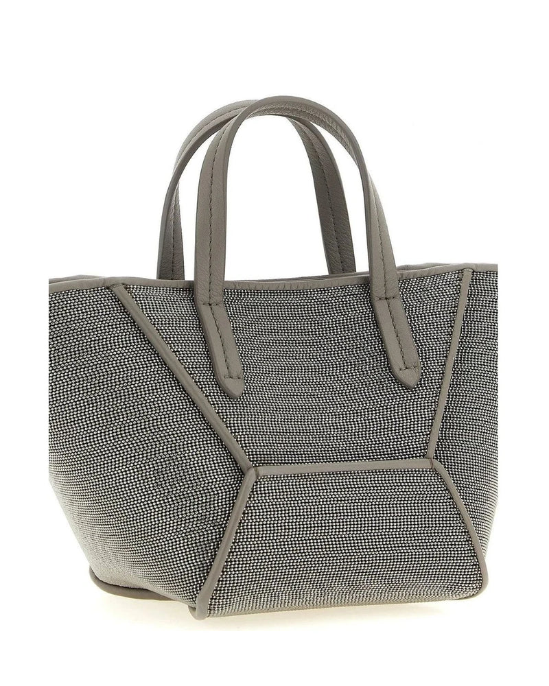 Brunello Cucinelli Tote Bag in gray, Calfskin Leather — view 3