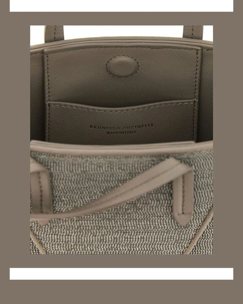 Brunello Cucinelli Tote Bag in gray, Calfskin Leather — view 4