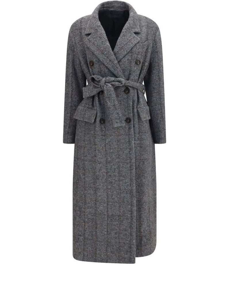 Brunello Cucinelli Wrap Coat in gray, Alpaca Vicugna