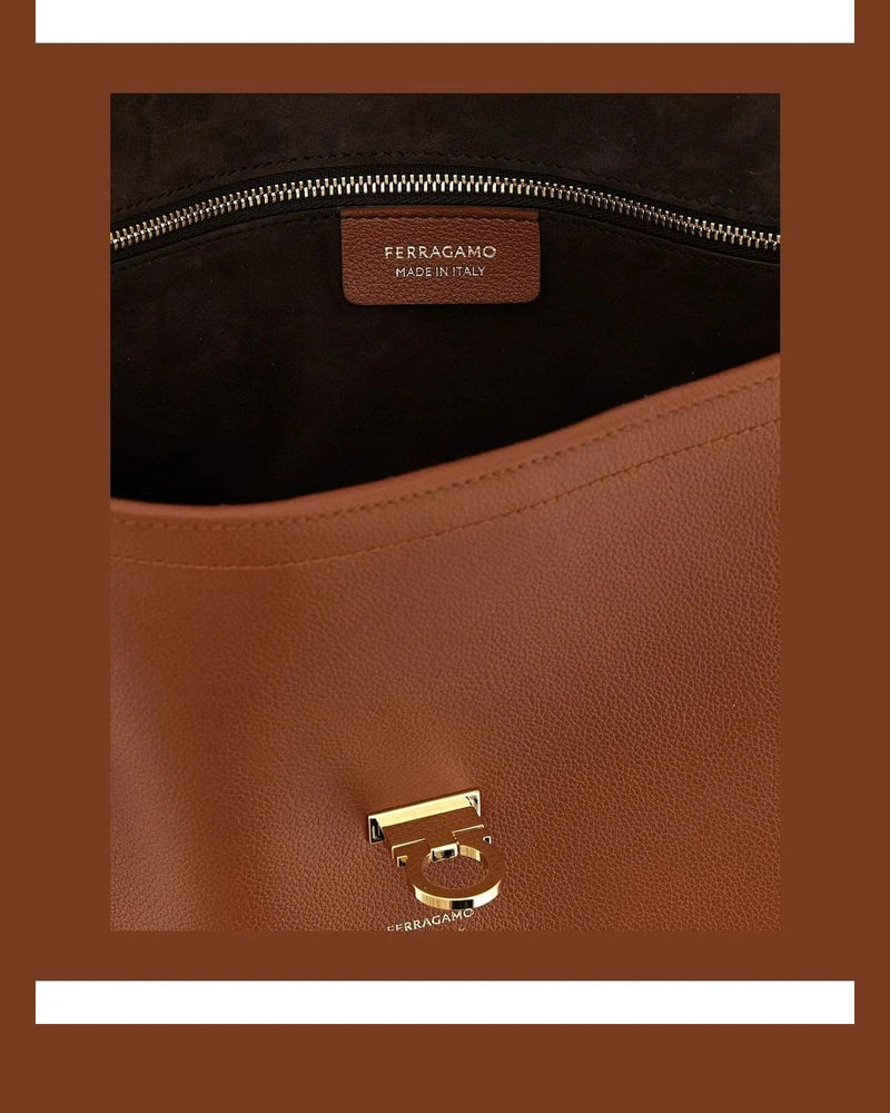 Ferragamo Shoulder Bag in brown, Calfskin Leather — view 4