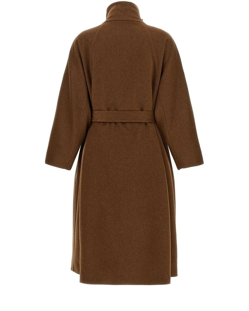 Alberto Biani Wrap Coat in brown, Wool — view 2