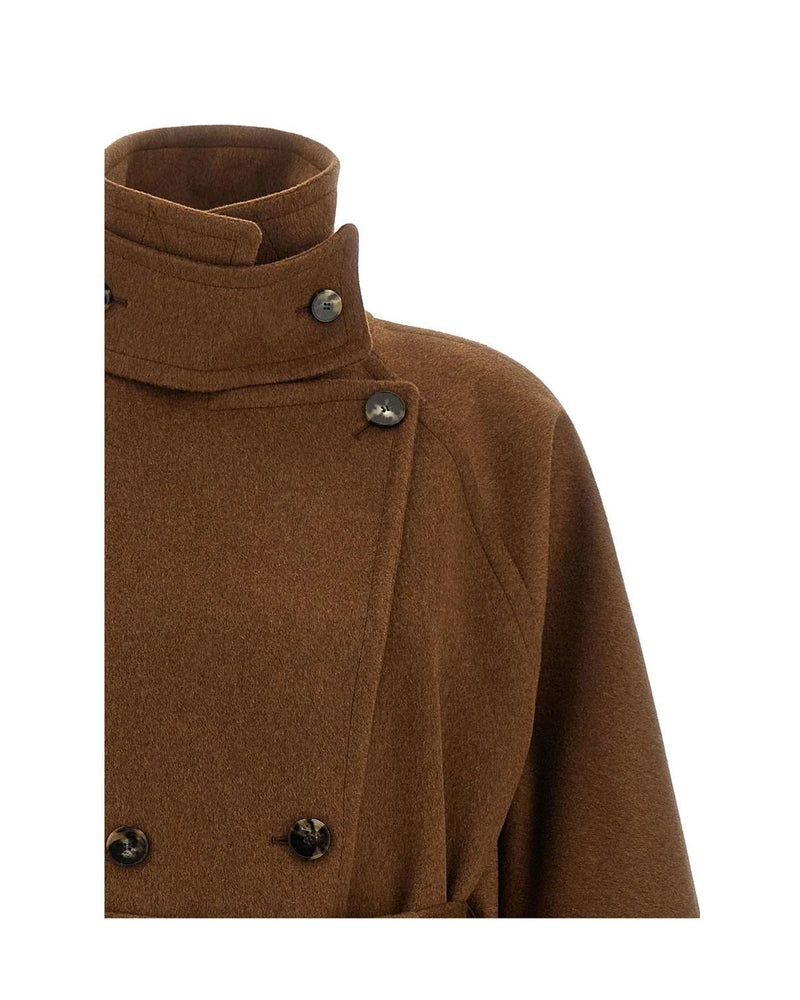 Alberto Biani Wrap Coat in brown, Wool — view 3