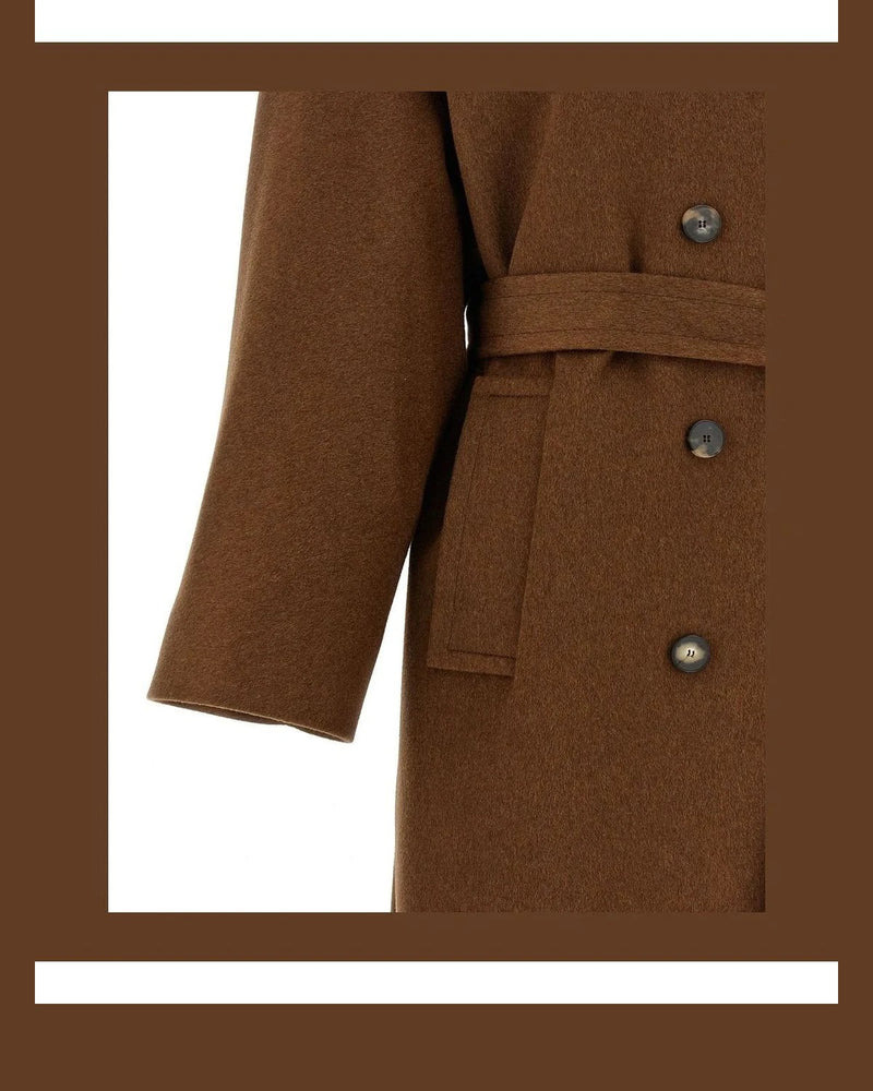 Alberto Biani Wrap Coat in brown, Wool — view 4