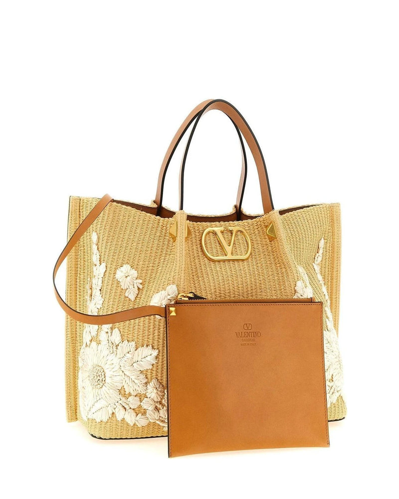 Valentino Garavani Shopping Tote in beige, Cotton — view 3