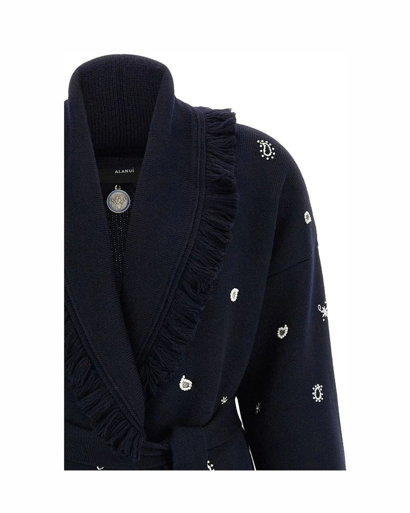 Alanui Cardigan in blue, Virgin Wool — view 3