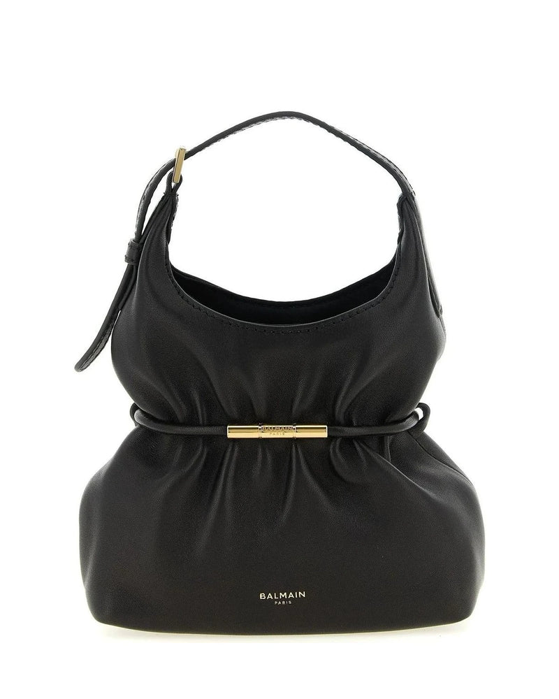 Balmain Hobo Bag in black, Lamb Leather