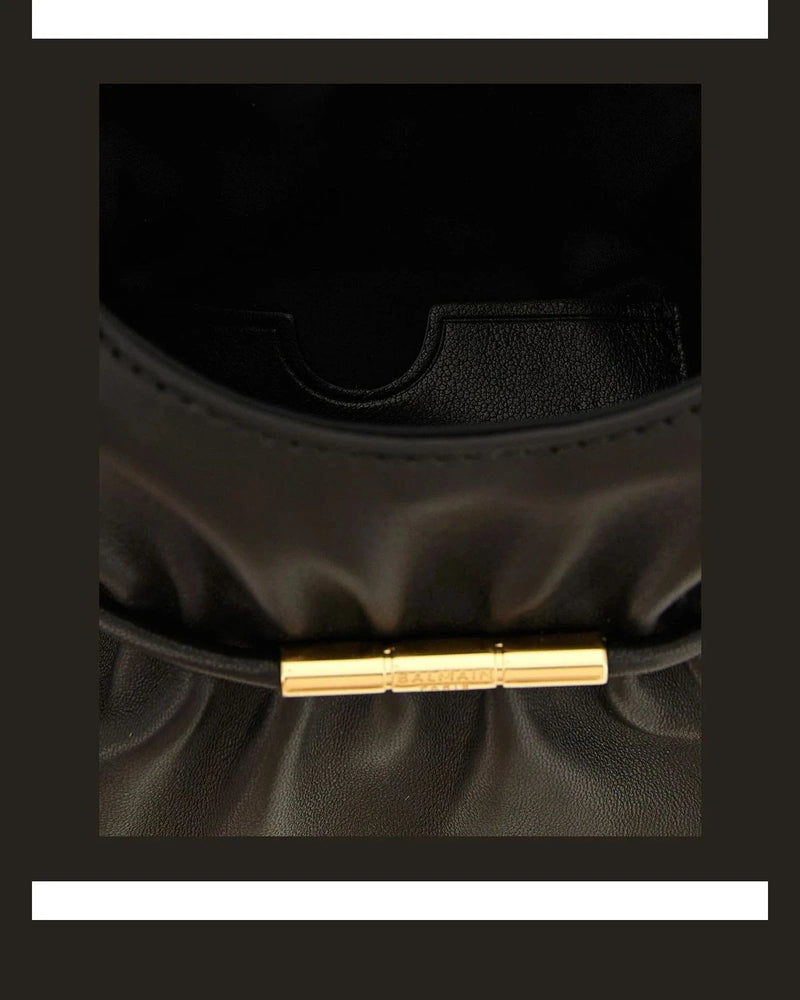 Balmain Hobo Bag in black, Lamb Leather — view 4