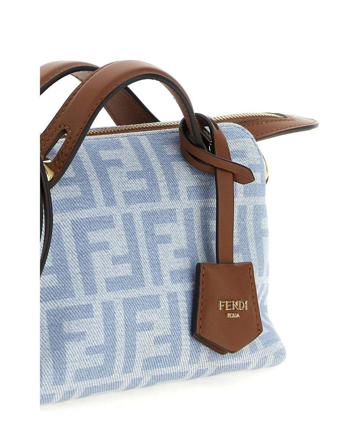 Fendi Baguette Handbag in blue, Cotton — view 3