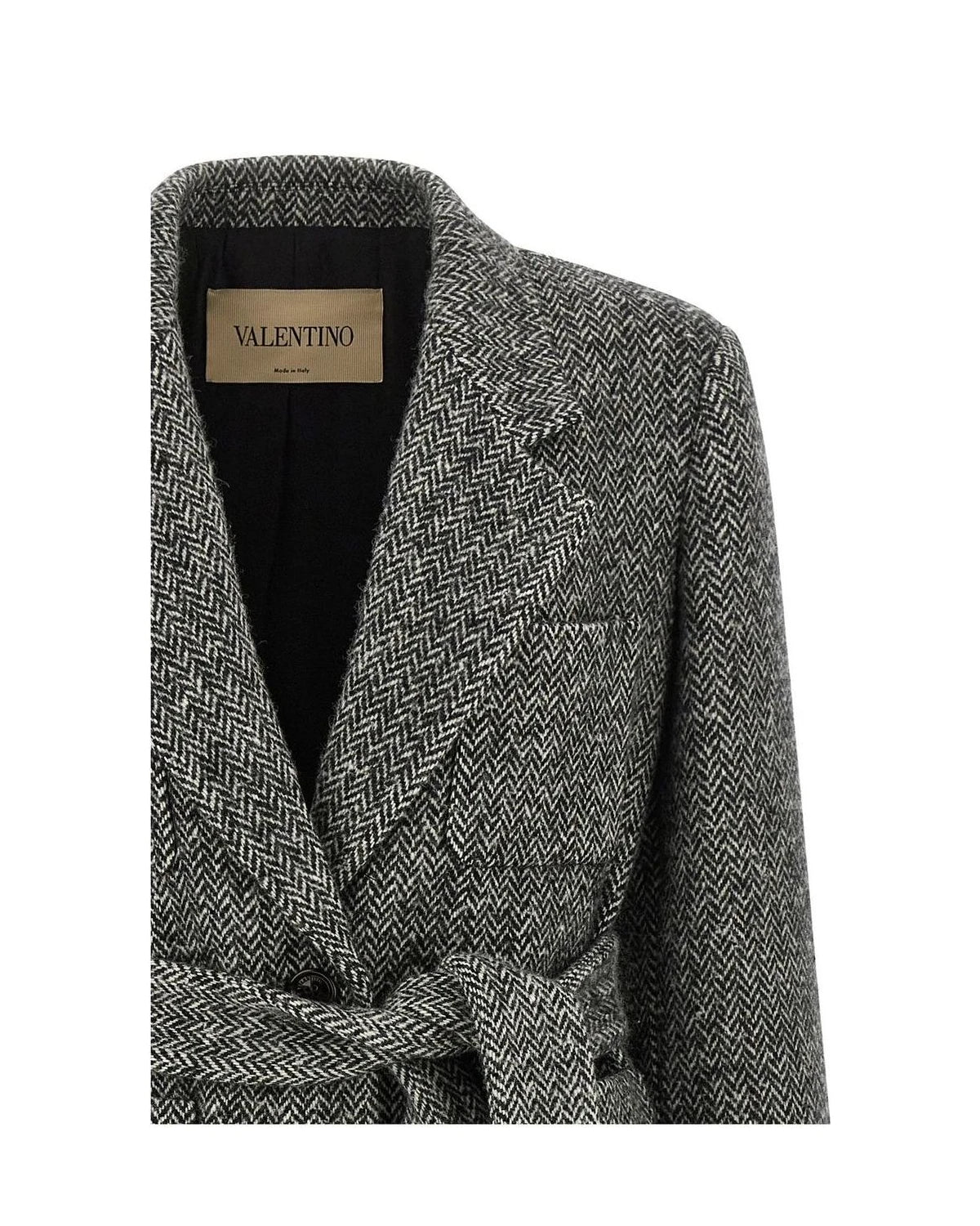 Valentino Garavani Wrap Coat in gray, Virgin Wool — view 3