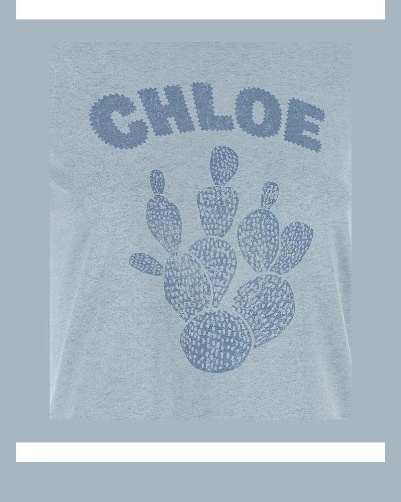 Chloé T-Shirt in blue, Cotton — view 4