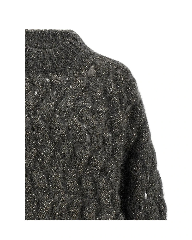 Brunello Cucinelli Sweater in gray, Mohair Wool — view 3