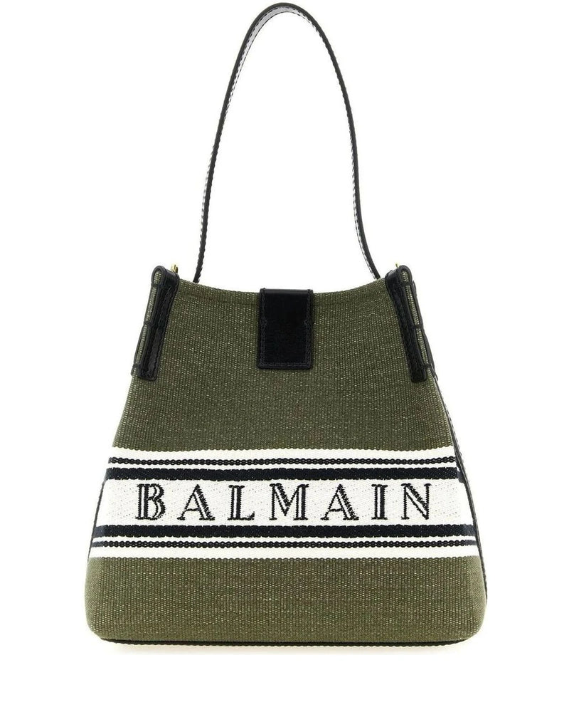 Balmain Shoulder Bag in green, Cotton