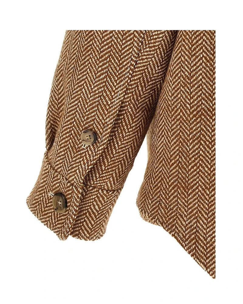 Ami Paris Overcoat in brown, Virgin Wool — view 4