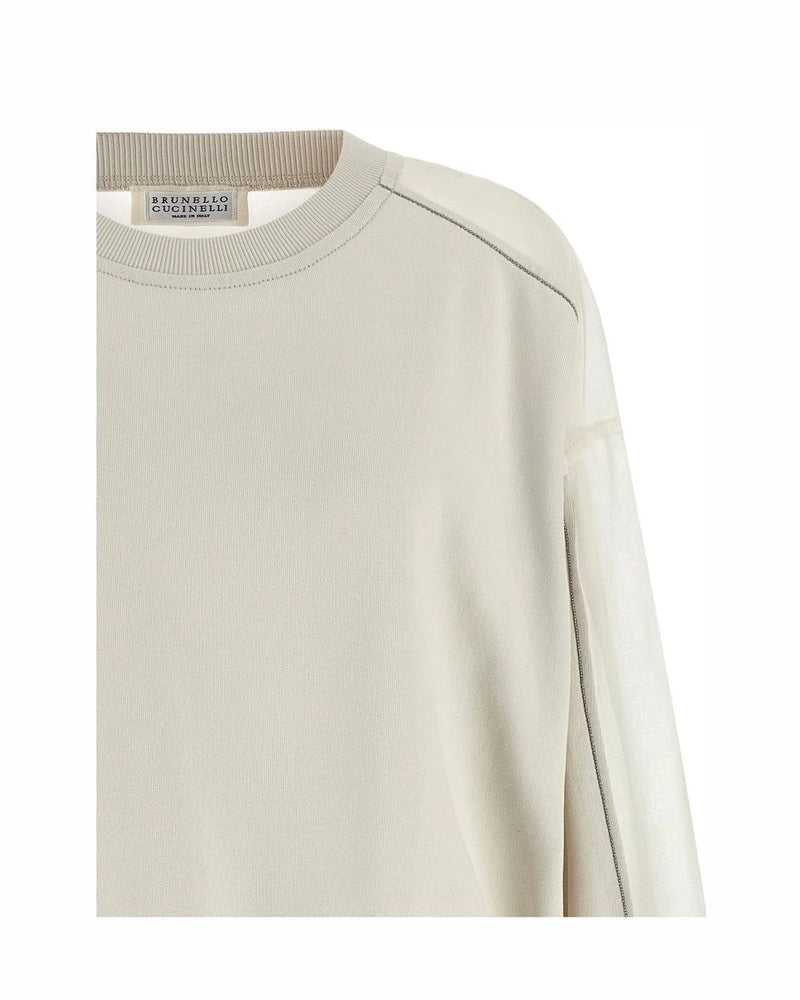 Brunello Cucinelli Sweatshirt in white, Cotton — view 3