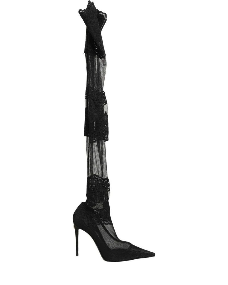 Dolce & Gabbana Knee High Boots in black, Nylon