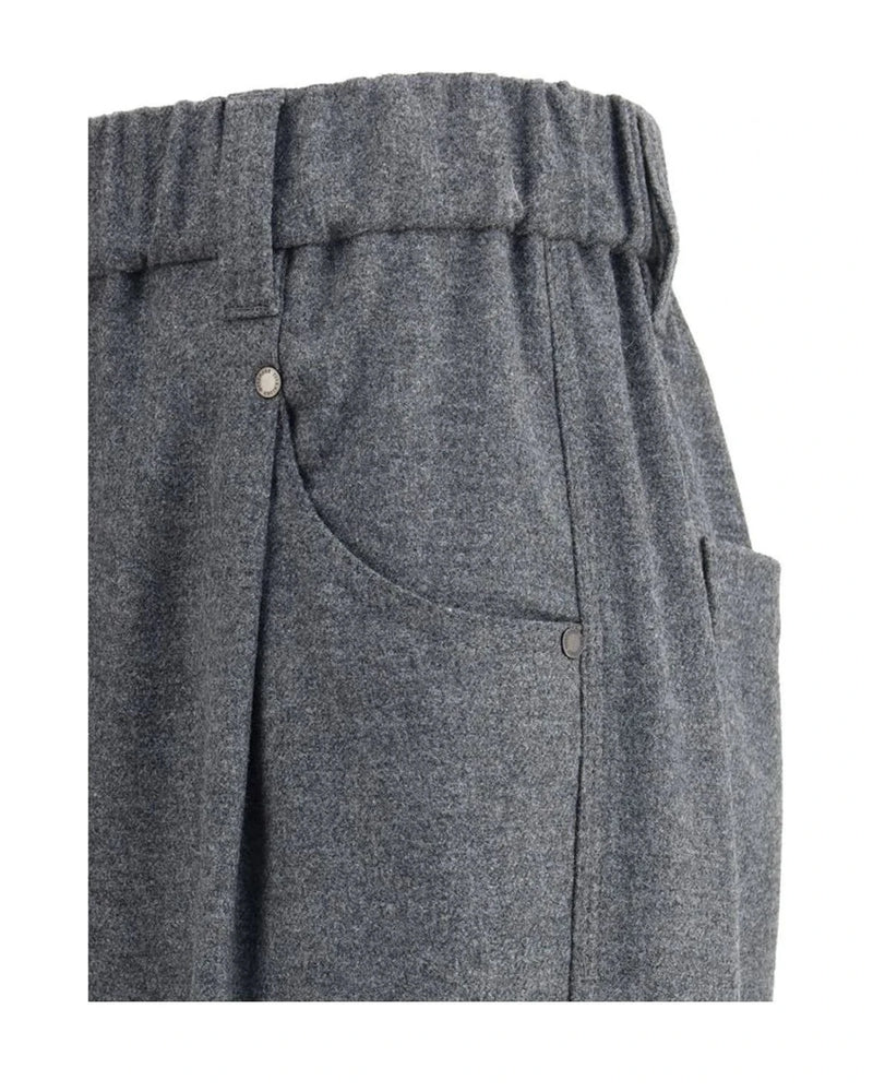 Brunello Cucinelli Trouser in gray, Fleece Wool — view 3