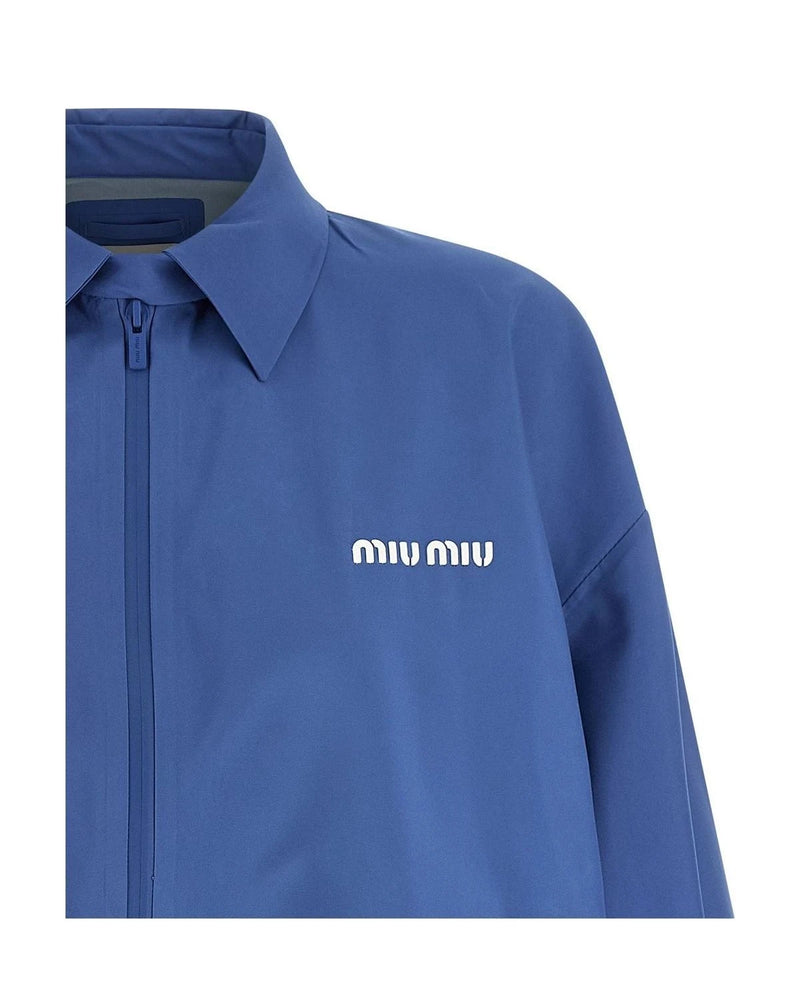 Miu Miu Windbreaker in blue, Recycled Polyester — view 3
