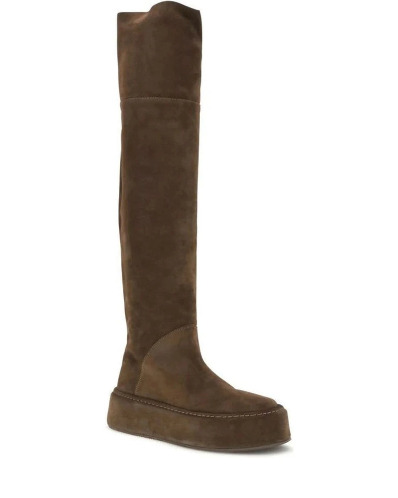 Casadei Knee High Boots in brown, Suede — view 2