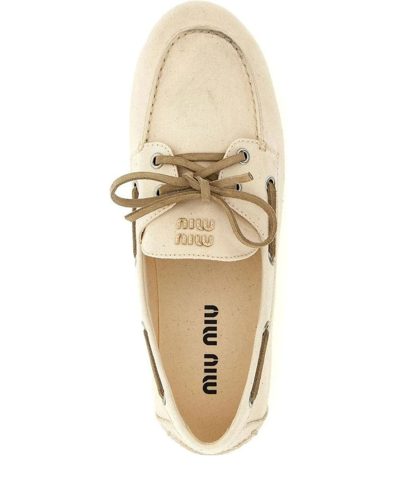 Miu Miu Loafers in beige, Cotton — view 4