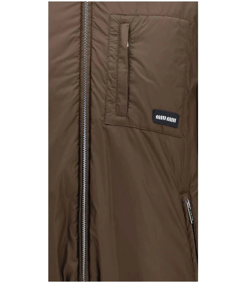 Miu Miu Puffer Jacket in brown, Recycled Polyamide — view 3
