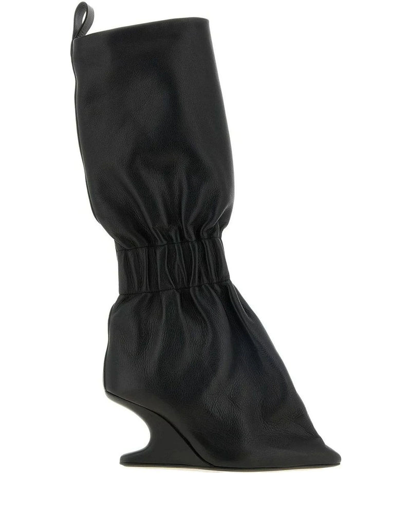 Rick Owens Knee High Boots in black, Calfskin Leather