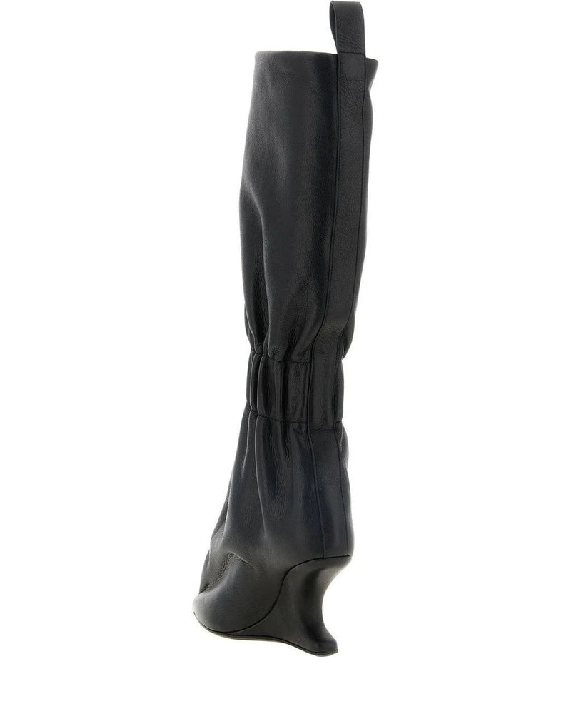 Rick Owens Knee High Boots in black, Calfskin Leather — view 3