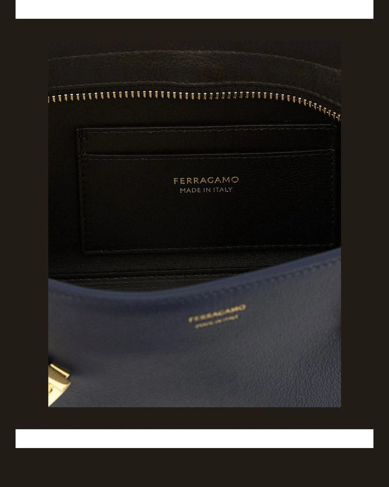 Ferragamo Shoulder Bag in blue, Calfskin Leather — view 4