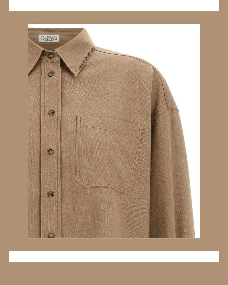 Brunello Cucinelli Dress Shirt in beige, Cotton — view 3