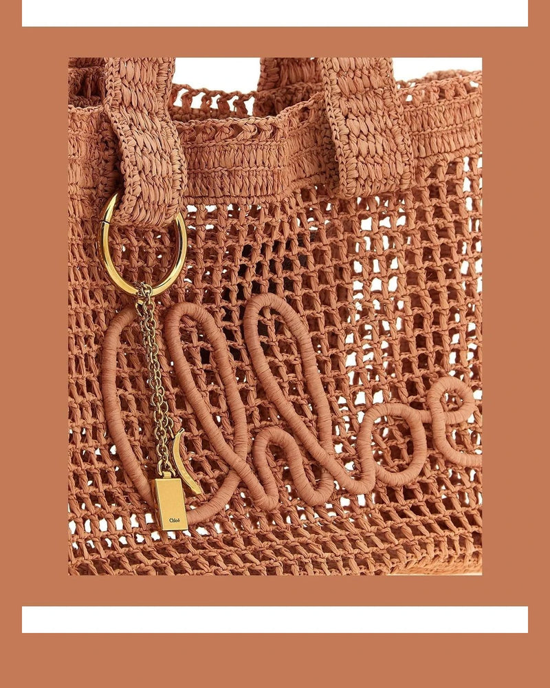 Chloé Tote Bag in pink, Raffia — view 3
