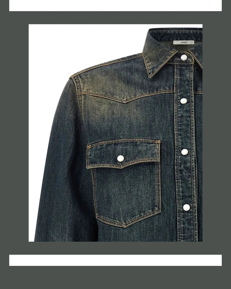 Fendi Dress Shirt in blue, Cotton — view 3