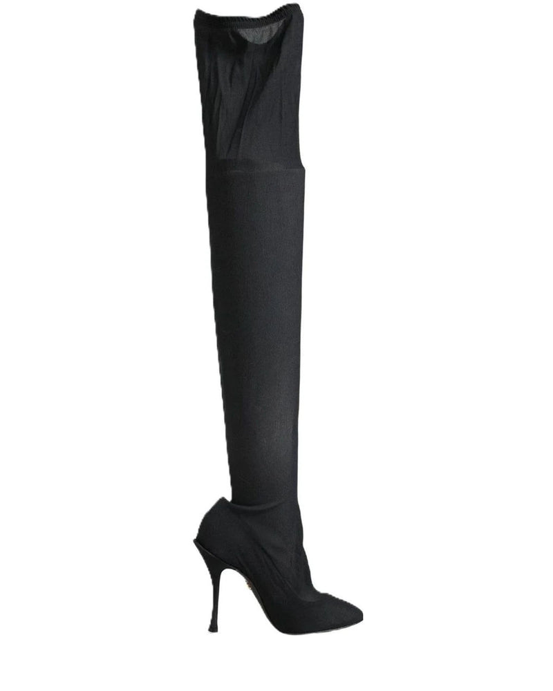 Dolce & Gabbana Knee High Boots in black, Elastane