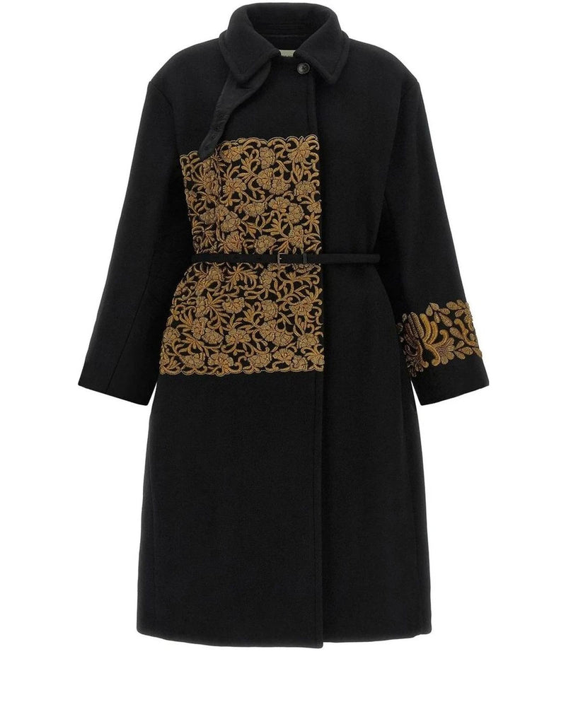 Dries Van Noten Overcoat in black, Wool