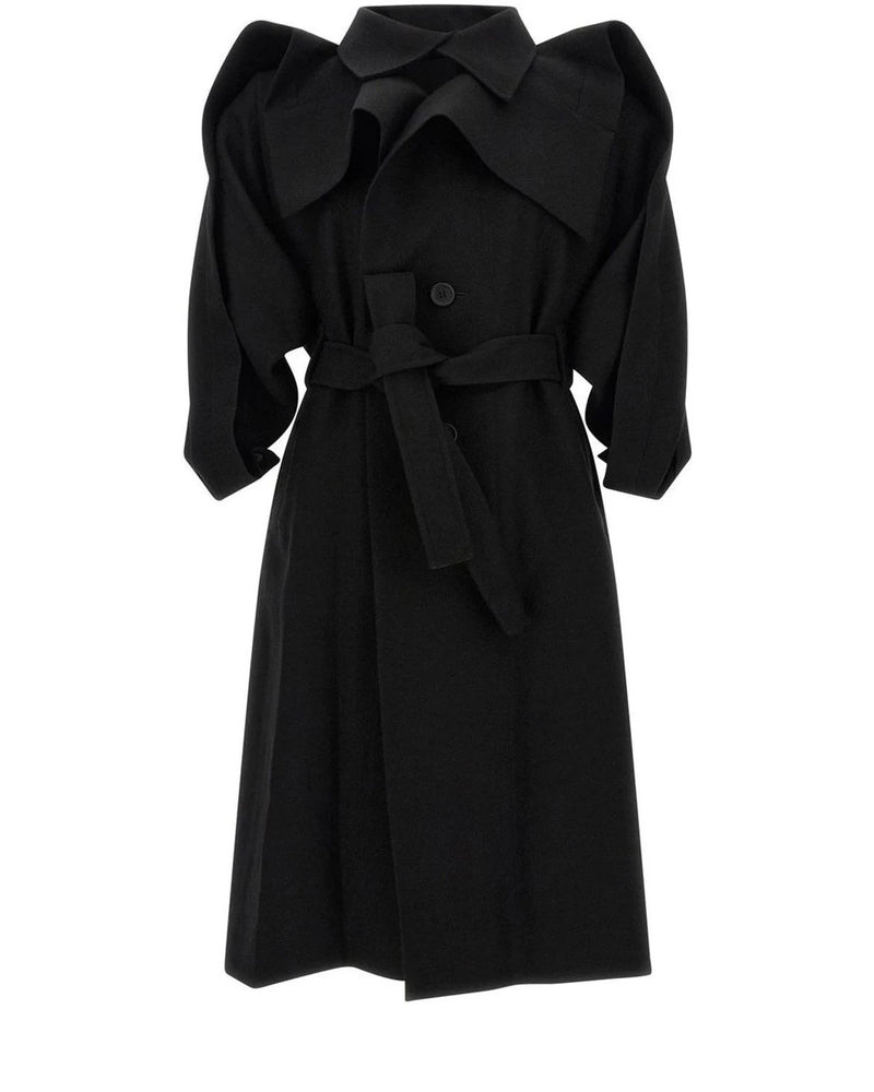 Issey Miyake Wrap Coat in black, Wool