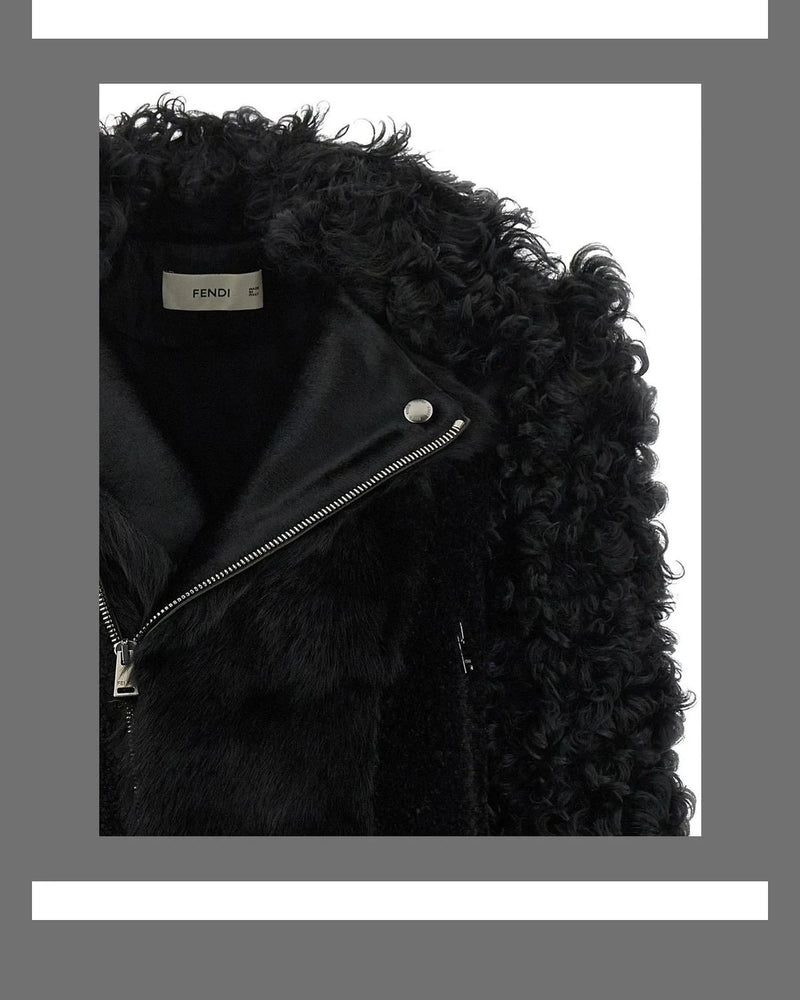 Fendi Bomber Jacket in black, Lamb Leather — view 3