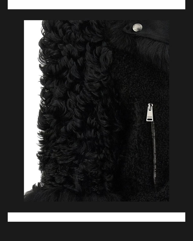 Fendi Bomber Jacket in black, Lamb Leather — view 5