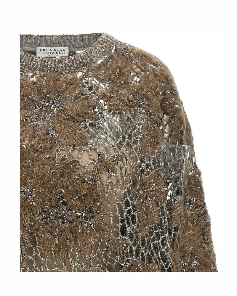 Brunello Cucinelli Sweater in beige, Mohair Wool — view 4