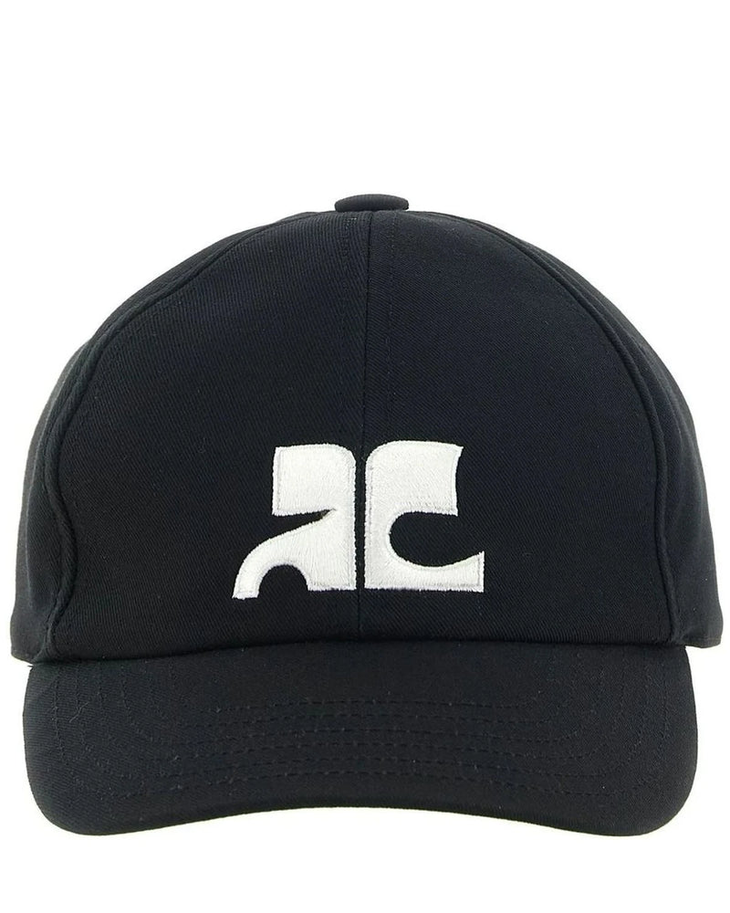 Courrèges Baseball Cap in black, Cotton
