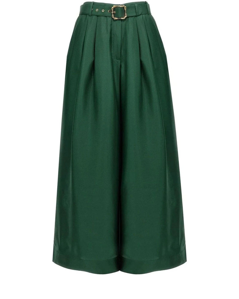 Zimmermann Palazzo Pant in green, Silk