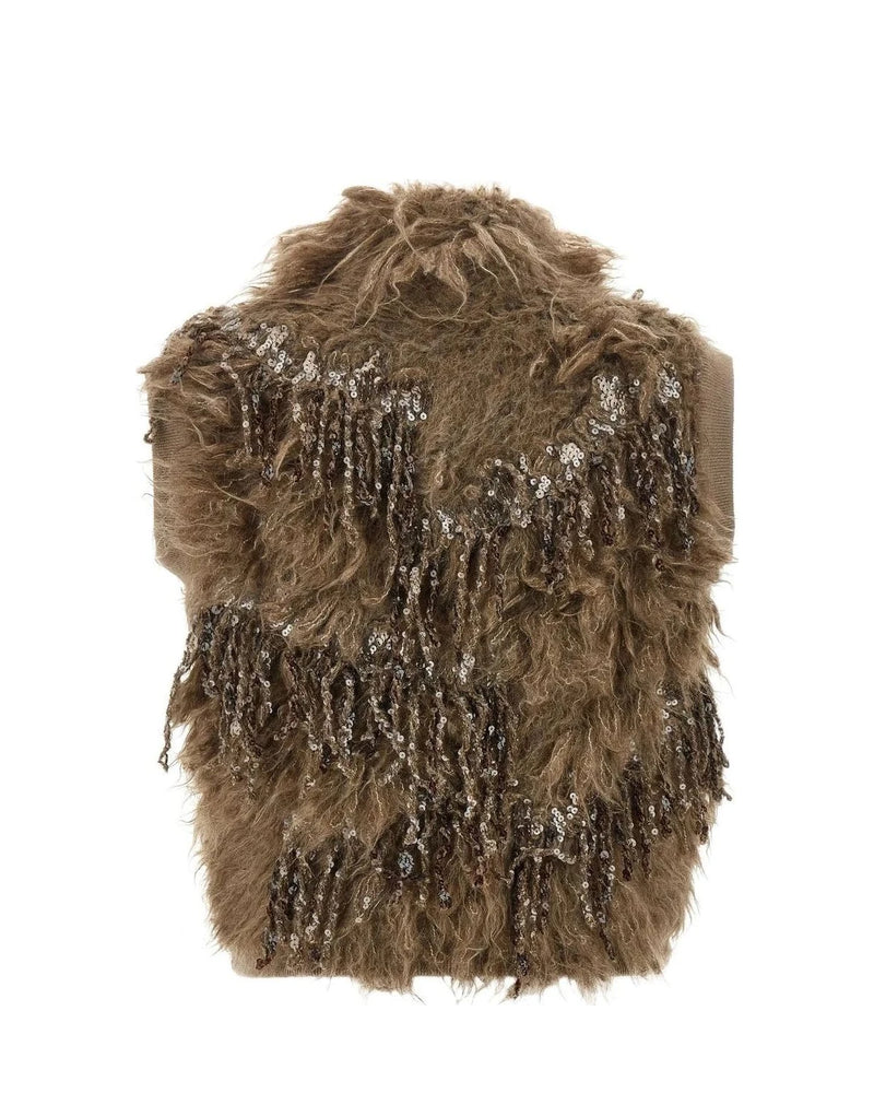 Brunello Cucinelli Vest in brown, Mohair Wool — view 2