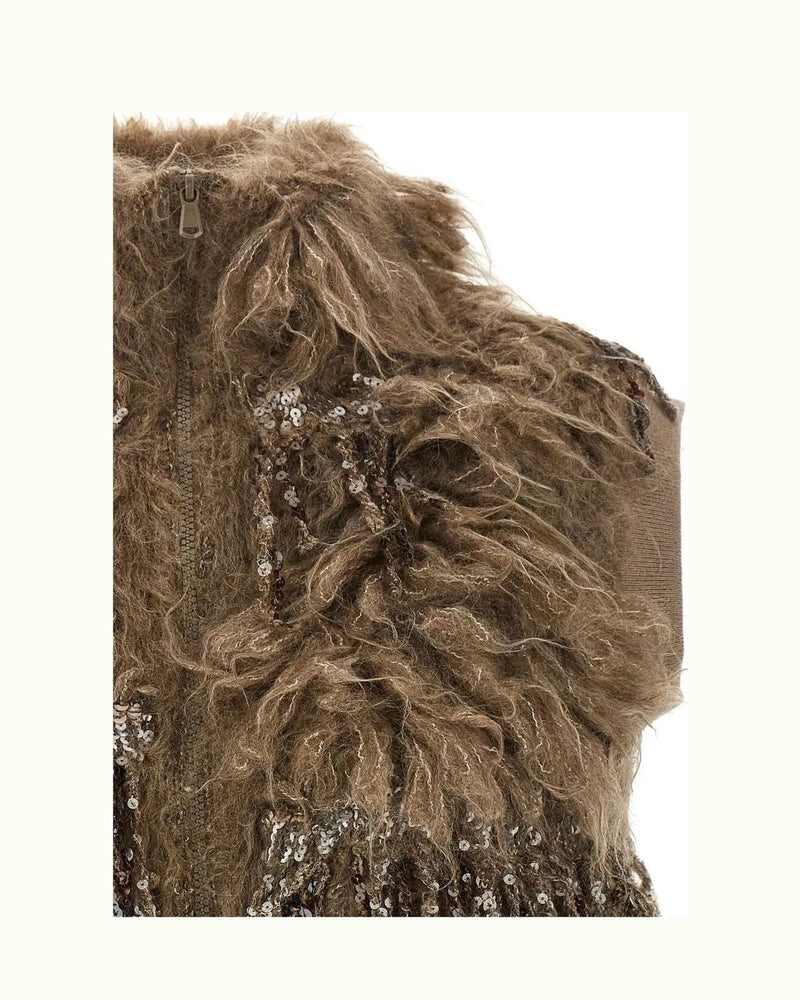 Brunello Cucinelli Vest in brown, Mohair Wool — view 3