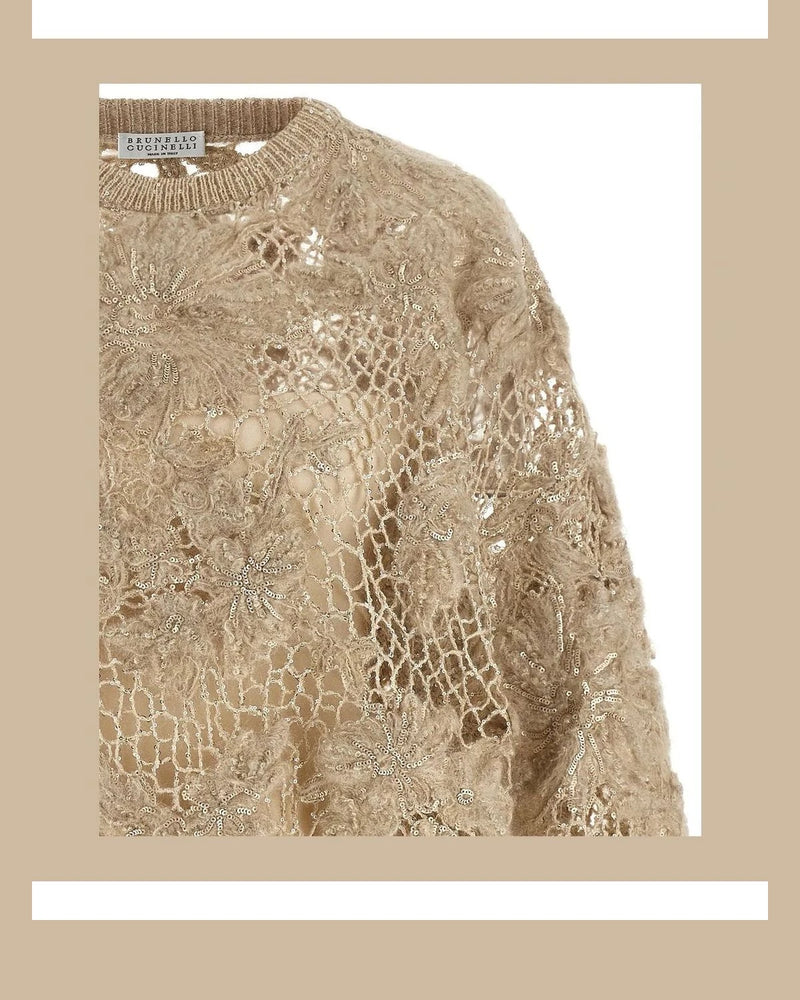 Brunello Cucinelli Sweater in beige, Mohair Wool — view 3