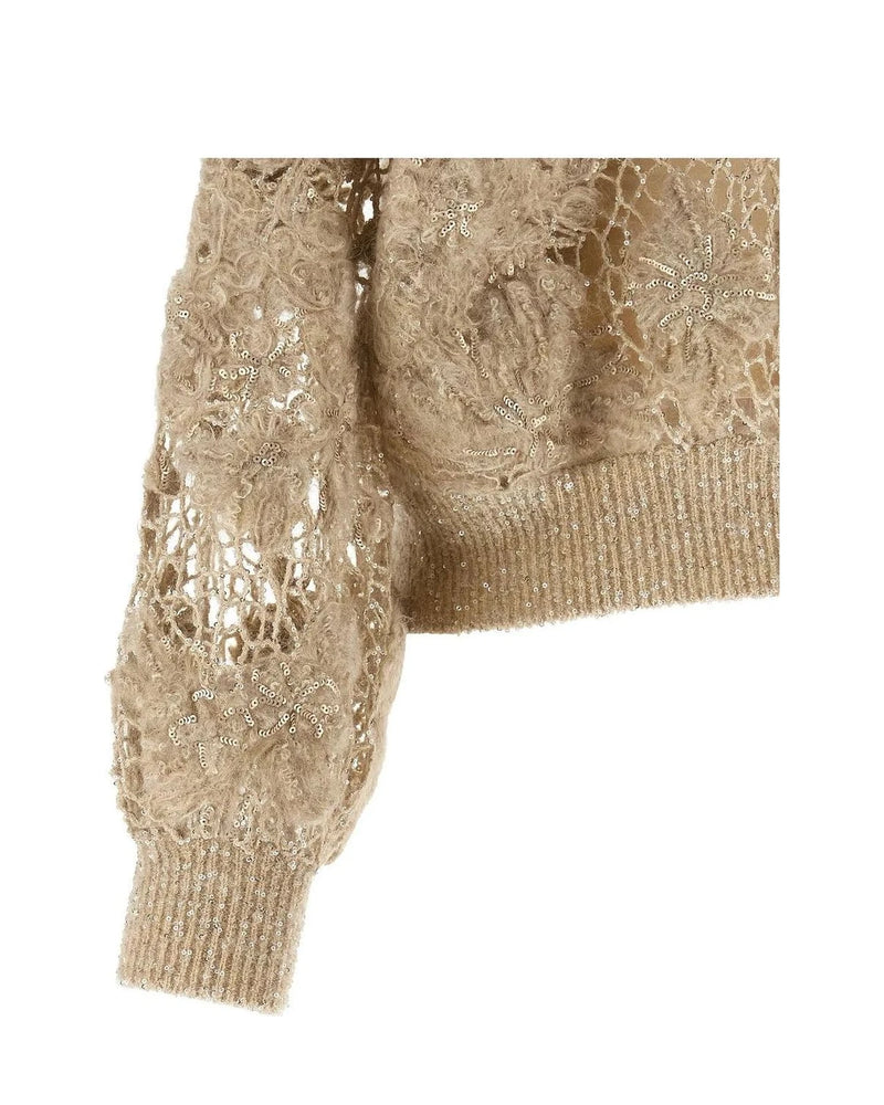 Brunello Cucinelli Sweater in beige, Mohair Wool — view 4