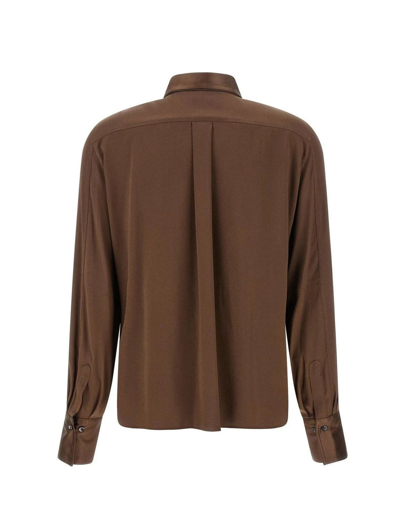 Brunello Cucinelli Dress Shirt in brown, Silk — view 2