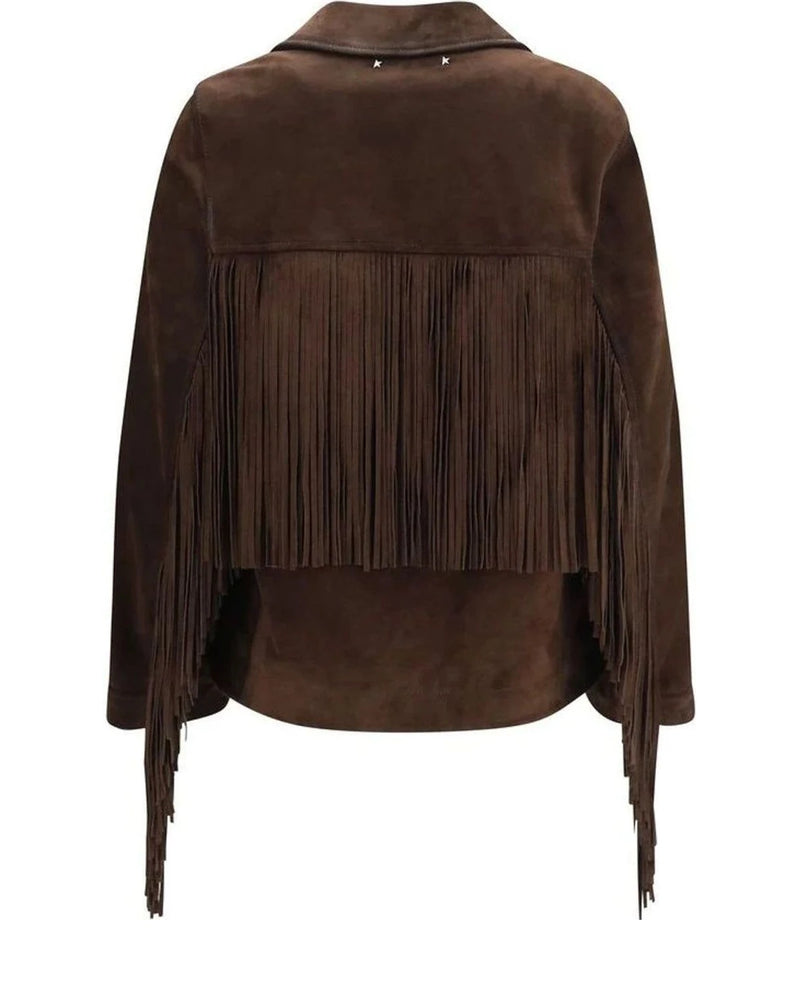 Golden Goose Trucker Jacket in brown, Suede — view 2