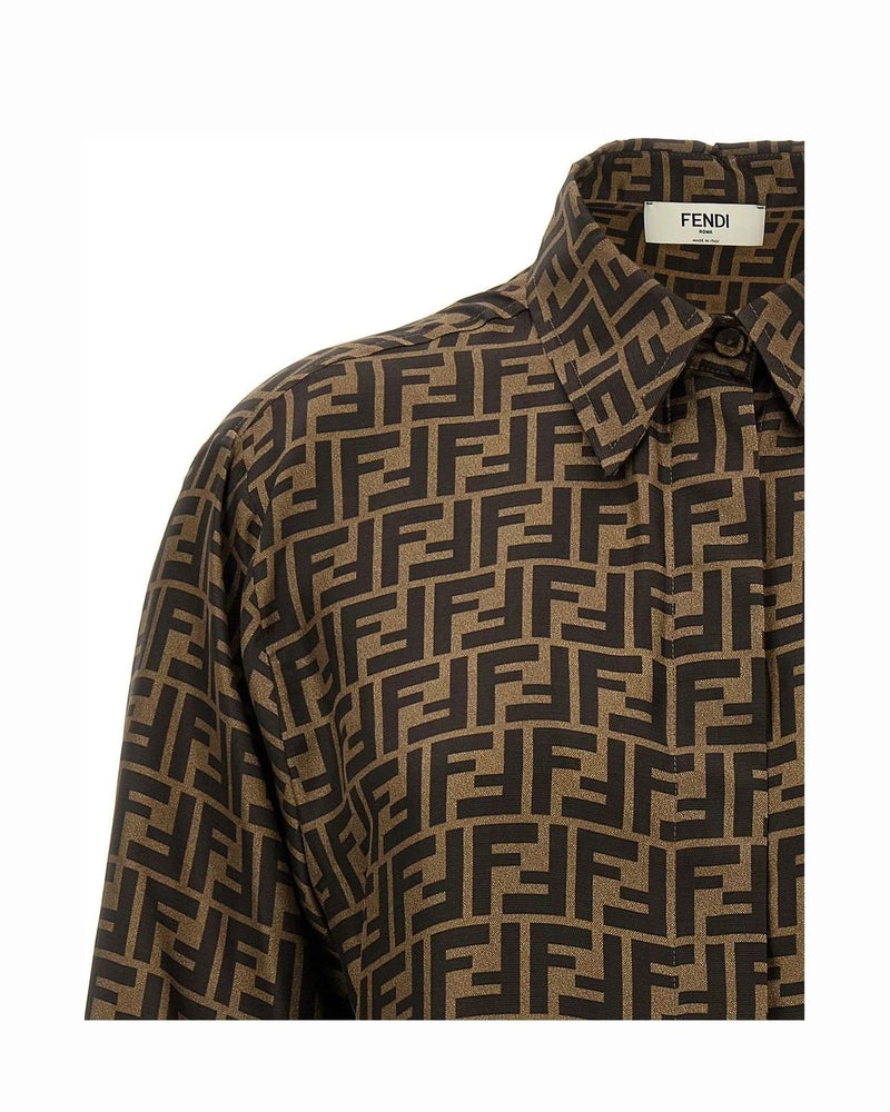 Fendi Dress Shirt in brown, Silk — view 3
