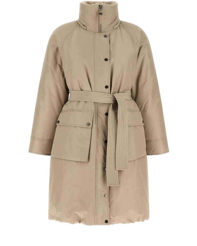 Brunello Cucinelli Wrap Coat in beige, Cotton — view 2