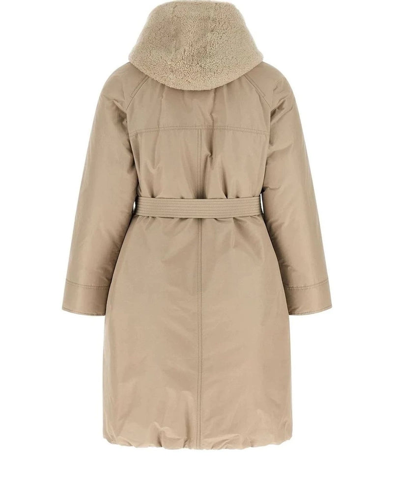 Brunello Cucinelli Wrap Coat in beige, Cotton — view 3