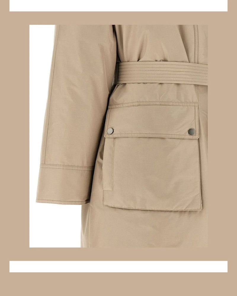 Brunello Cucinelli Wrap Coat in beige, Cotton — view 5