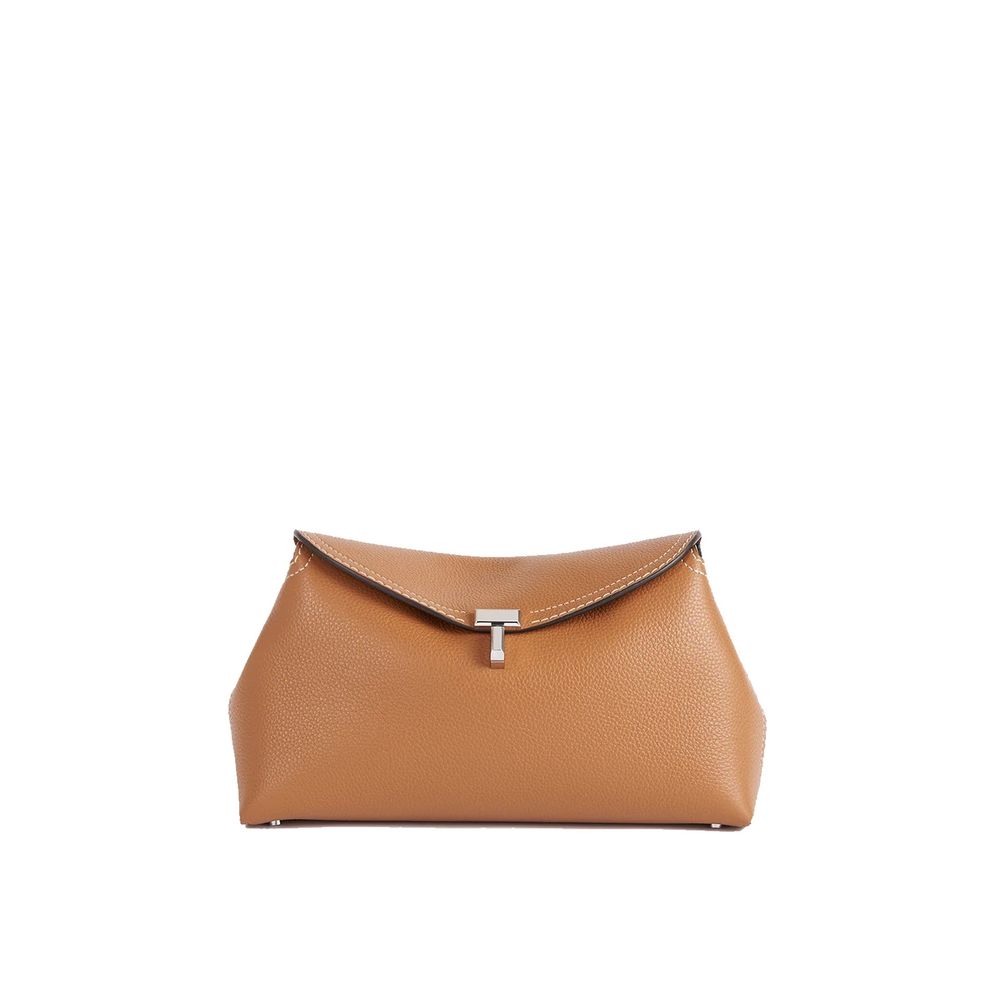 Toteme Leather T Lock Grained Clutch Bag